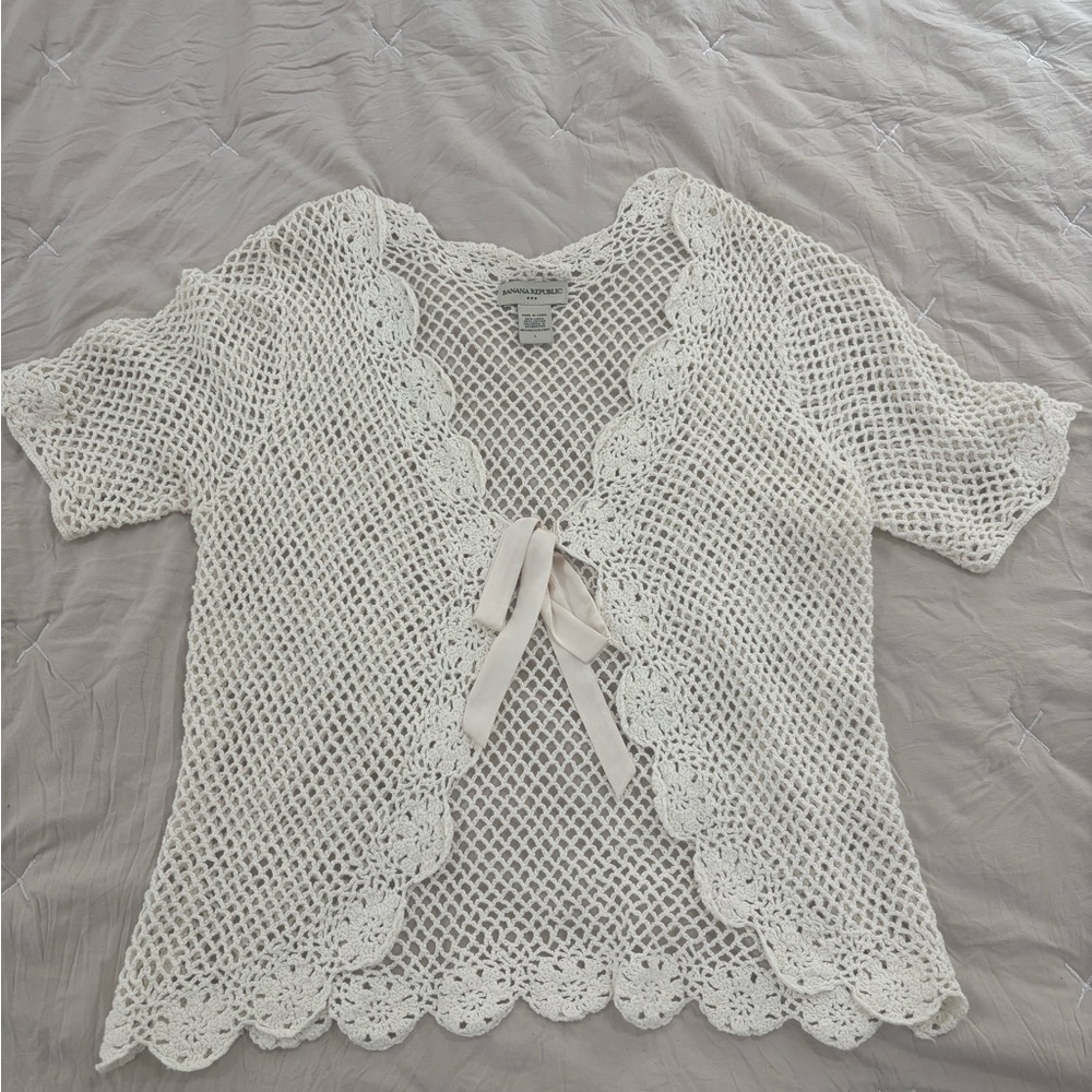 Banana Republic Cream Crochet Cardigan
